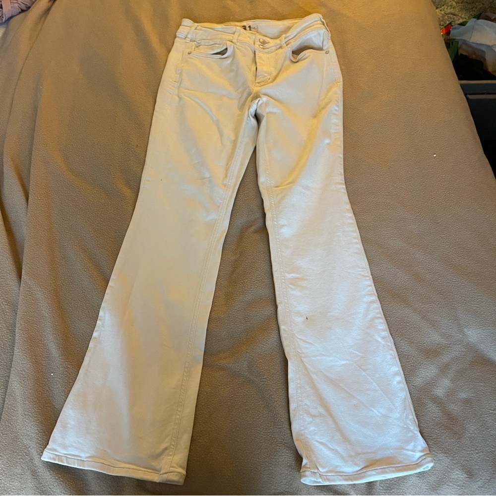 free people white flare‎ jeans